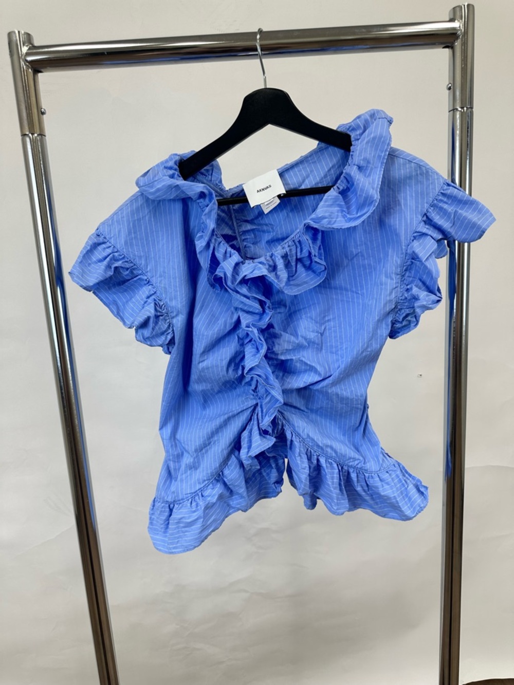 Aknvas Light Blue Ruffle Peplum Blouse - Picture 3 of 12